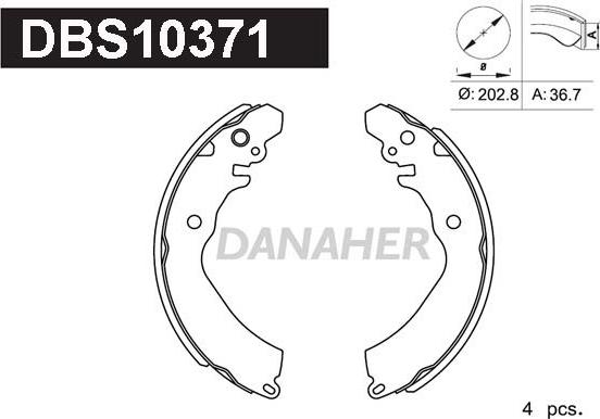 Danaher DBS10371 - Комплект спирачна челюст vvparts.bg