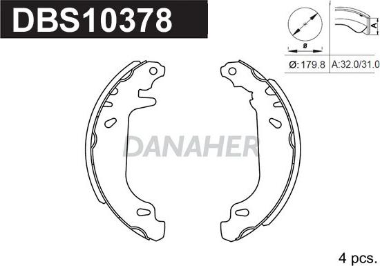 Danaher DBS10378 - Комплект спирачна челюст vvparts.bg