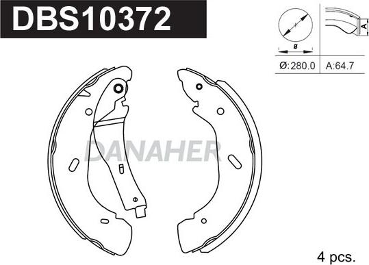 Danaher DBS10372 - Комплект спирачна челюст vvparts.bg