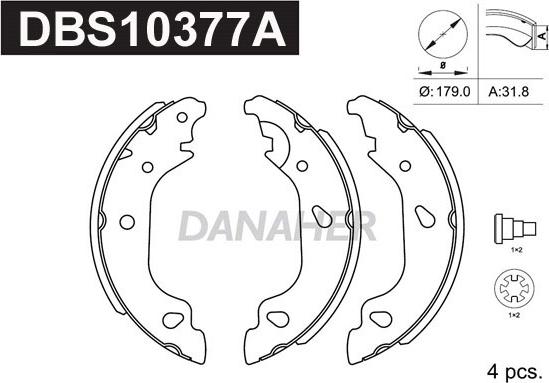 Danaher DBS10377A - Комплект спирачна челюст vvparts.bg