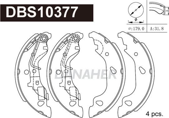 Danaher DBS10377 - Комплект спирачна челюст vvparts.bg