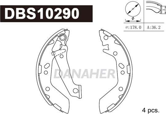 Danaher DBS10290 - Комплект спирачна челюст vvparts.bg