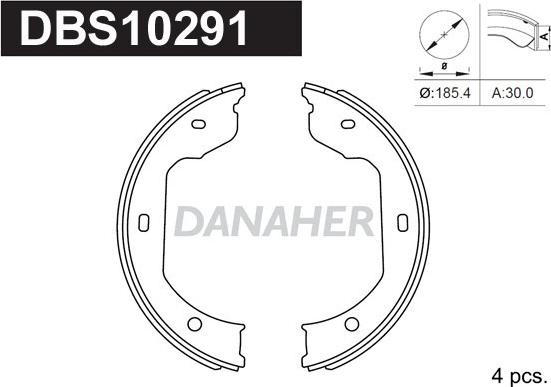 Danaher DBS10291 - Комплект спирачна челюст, ръчна спирачка vvparts.bg
