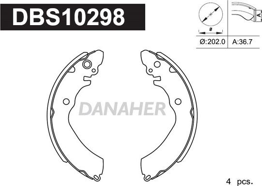 Danaher DBS10298 - Комплект спирачна челюст vvparts.bg