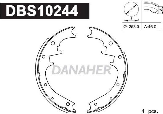 Danaher DBS10244 - Комплект спирачна челюст vvparts.bg