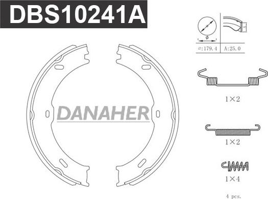 Danaher DBS10241A - Комплект спирачна челюст, ръчна спирачка vvparts.bg