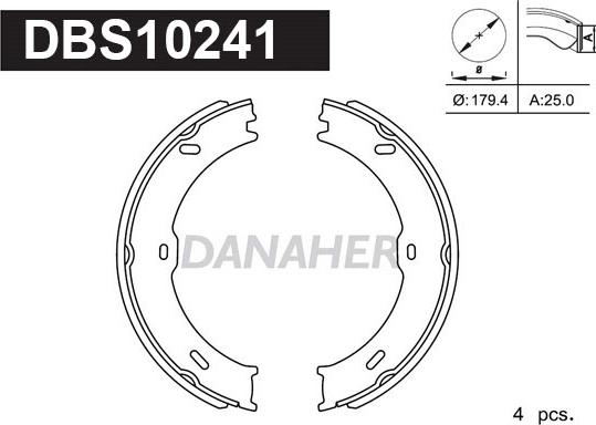 Danaher DBS10241 - Комплект спирачна челюст, ръчна спирачка vvparts.bg