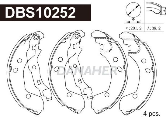 Danaher DBS10252 - Комплект спирачна челюст vvparts.bg