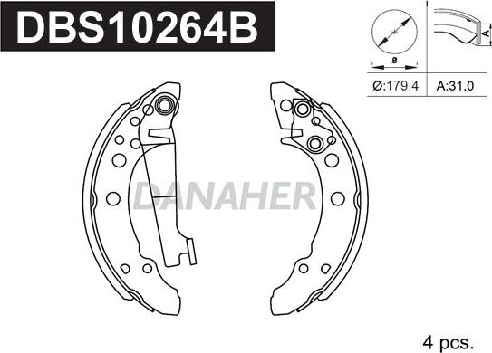 Danaher DBS10264B - Комплект спирачна челюст vvparts.bg