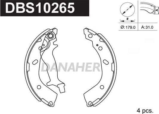 Danaher DBS10265 - Комплект спирачна челюст vvparts.bg