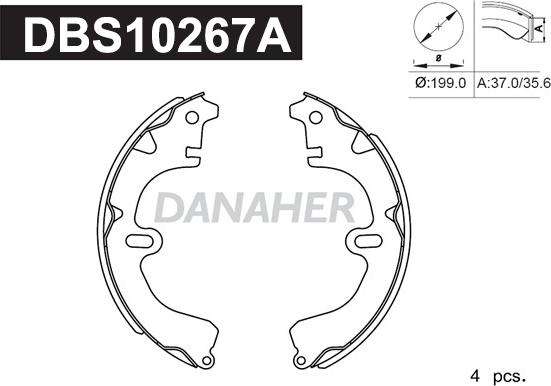 Danaher DBS10267A - Комплект спирачна челюст vvparts.bg
