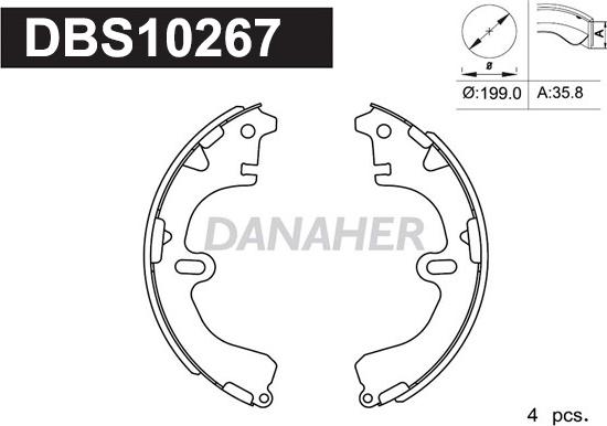 Danaher DBS10267 - Комплект спирачна челюст vvparts.bg