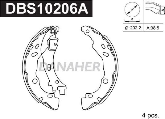 Danaher DBS10206A - Комплект спирачна челюст vvparts.bg