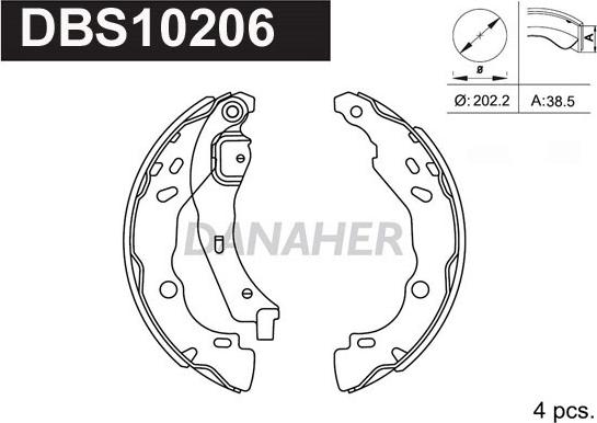 Danaher DBS10206 - Комплект спирачна челюст vvparts.bg