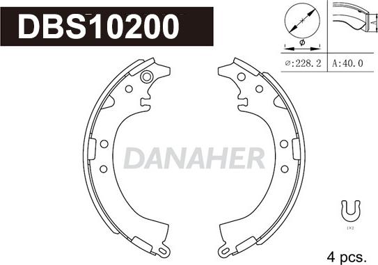 Danaher DBS10200 - Комплект спирачна челюст vvparts.bg