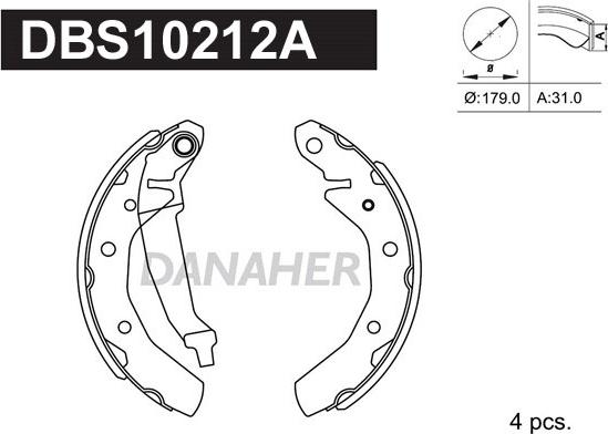 Danaher DBS10212A - Комплект спирачна челюст vvparts.bg