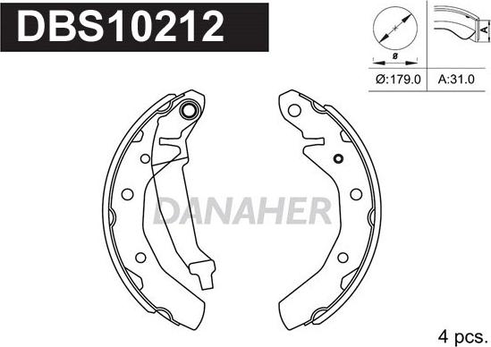 Danaher DBS10212 - Комплект спирачна челюст vvparts.bg