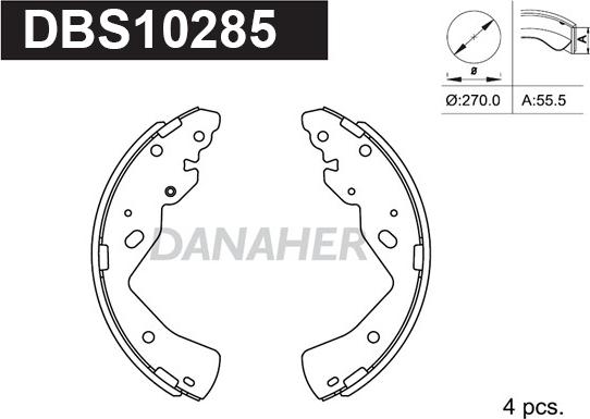 Danaher DBS10285 - Комплект спирачна челюст vvparts.bg