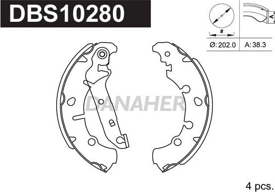 Danaher DBS10280 - Комплект спирачна челюст vvparts.bg