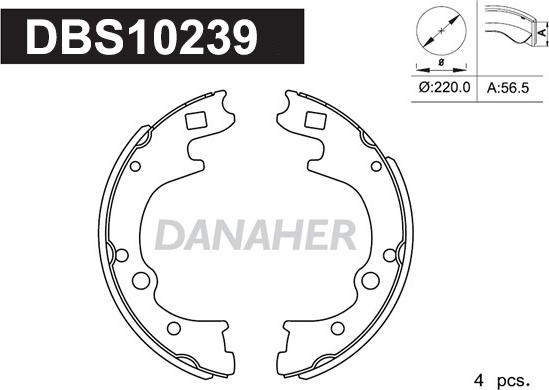 Danaher DBS10239 - Комплект спирачна челюст vvparts.bg