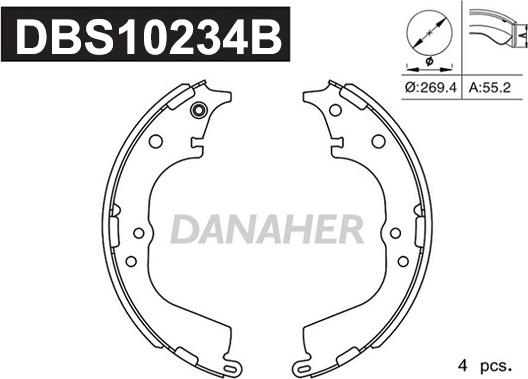 Danaher DBS10234B - Комплект спирачна челюст vvparts.bg
