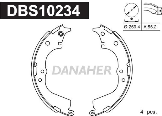 Danaher DBS10234 - Комплект спирачна челюст vvparts.bg