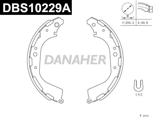 Danaher DBS10229A - Комплект спирачна челюст vvparts.bg