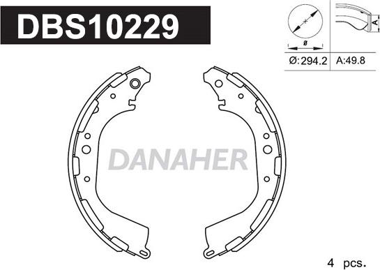 Danaher DBS10229 - Комплект спирачна челюст vvparts.bg