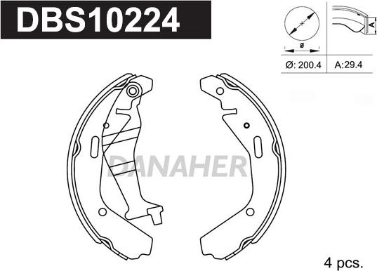 Danaher DBS10224 - Комплект спирачна челюст vvparts.bg