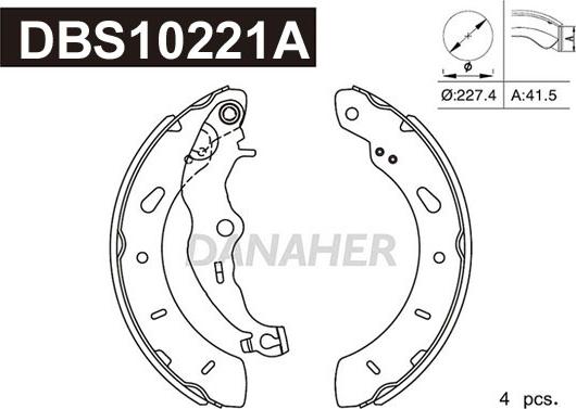 Danaher DBS10221A - Комплект спирачна челюст vvparts.bg