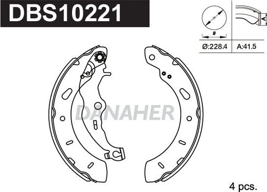 Danaher DBS10221 - Комплект спирачна челюст vvparts.bg