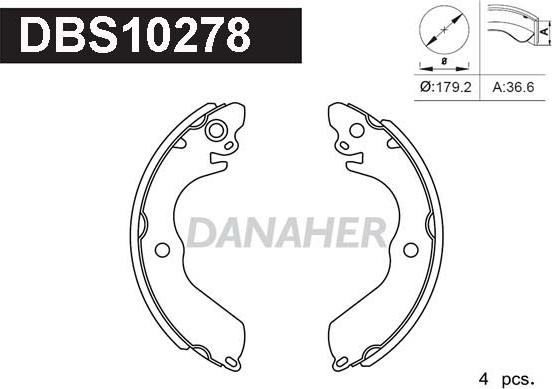 Danaher DBS10278 - Комплект спирачна челюст vvparts.bg