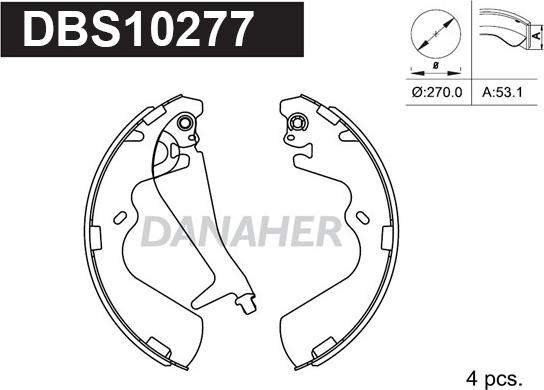 Danaher DBS10277 - Комплект спирачна челюст vvparts.bg