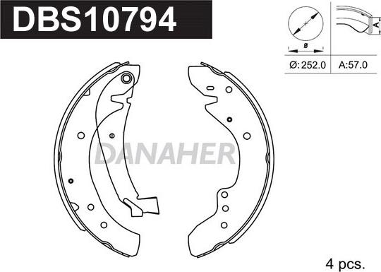 Danaher DBS10794 - Комплект спирачна челюст vvparts.bg