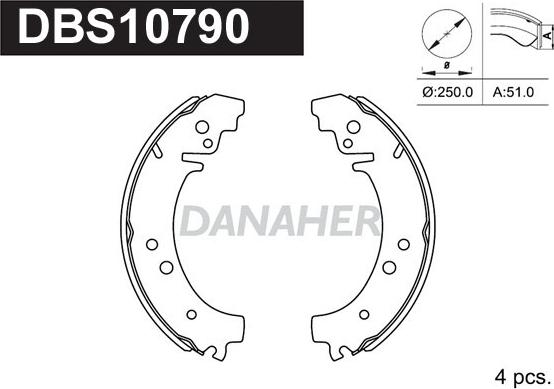 Danaher DBS10790 - Комплект спирачна челюст vvparts.bg