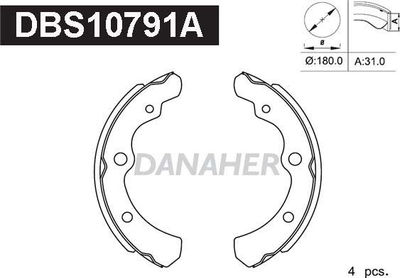 Danaher DBS10791A - Комплект спирачна челюст vvparts.bg