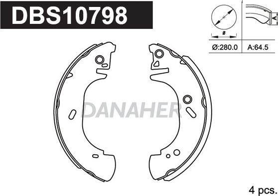 Danaher DBS10798 - Комплект спирачна челюст vvparts.bg