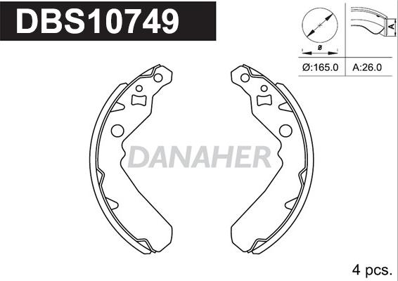 Danaher DBS10749 - Комплект спирачна челюст vvparts.bg