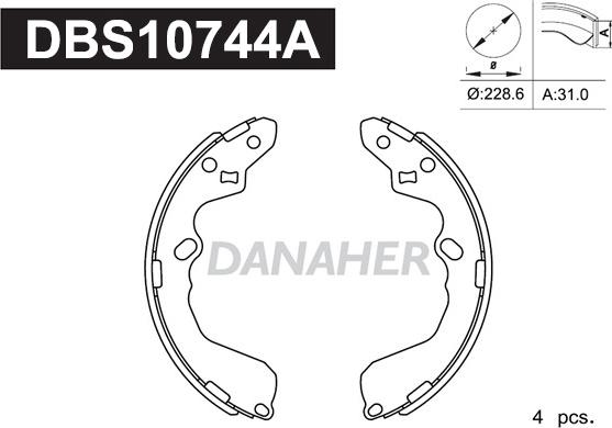 Danaher DBS10744A - Комплект спирачна челюст vvparts.bg