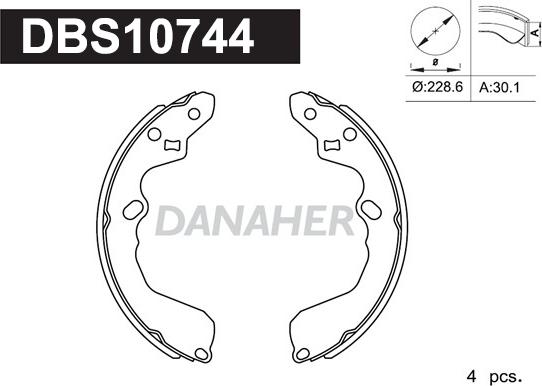 Danaher DBS10744 - Комплект спирачна челюст vvparts.bg