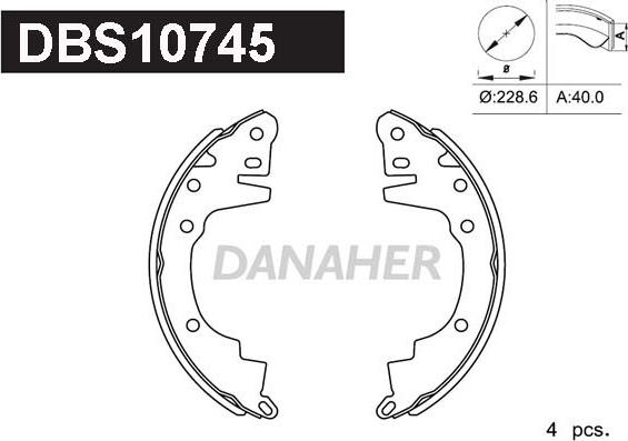 Danaher DBS10745 - Комплект спирачна челюст vvparts.bg