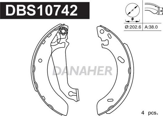 Danaher DBS10742 - Комплект спирачна челюст vvparts.bg