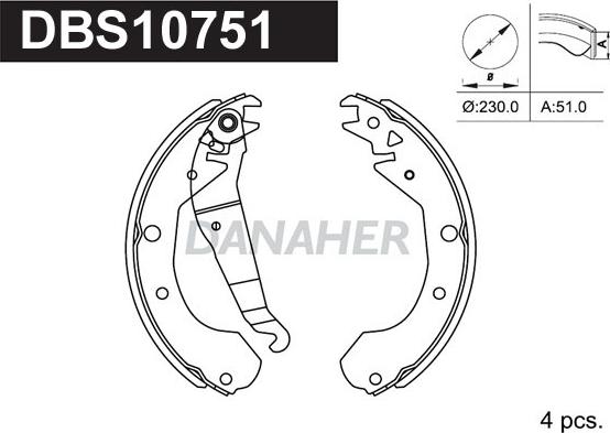 Danaher DBS10751 - Комплект спирачна челюст vvparts.bg