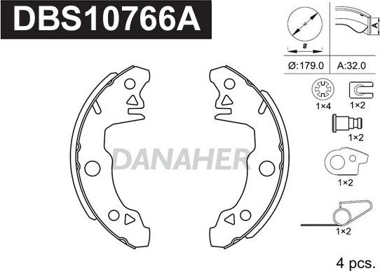 Danaher DBS10766A - Комплект спирачна челюст vvparts.bg