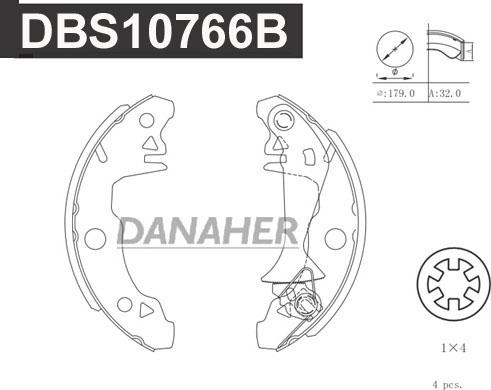 Danaher DBS10766B - Комплект спирачна челюст vvparts.bg