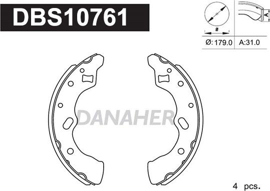 Danaher DBS10761 - Комплект спирачна челюст vvparts.bg