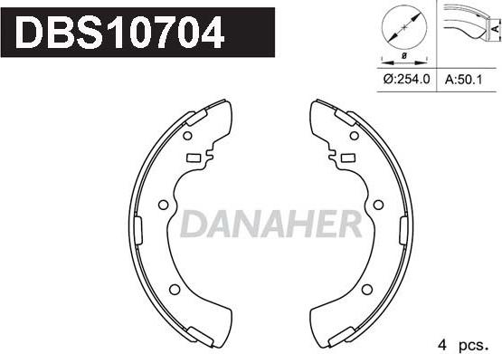 Danaher DBS10704 - Комплект спирачна челюст vvparts.bg