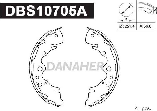 Danaher DBS10705A - Комплект спирачна челюст vvparts.bg