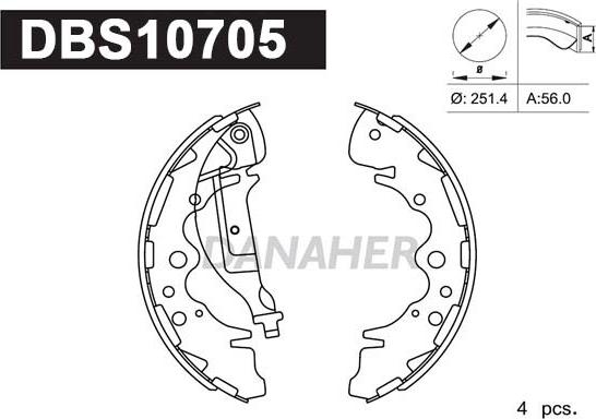 Danaher DBS10705 - Комплект спирачна челюст vvparts.bg