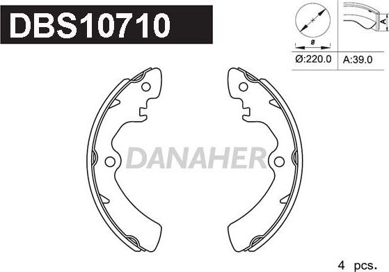 Danaher DBS10710 - Комплект спирачна челюст vvparts.bg